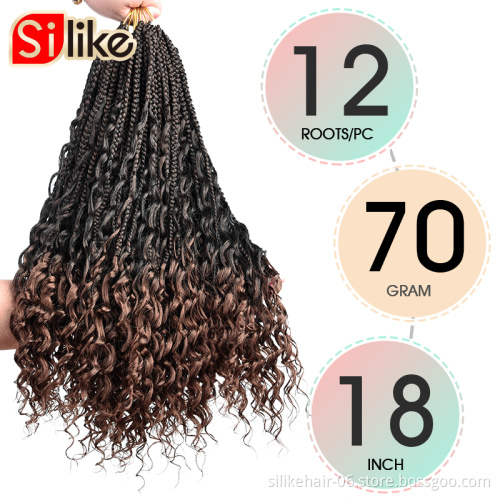 Goddess Messy Goddess Bohemian Box braids  Crochet Hair Bohemian Hair With Curls 18inch Boho Braided Synthetic Hair Extension